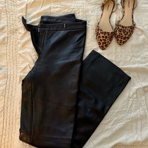 INC Black Leather Straight Leg Pant